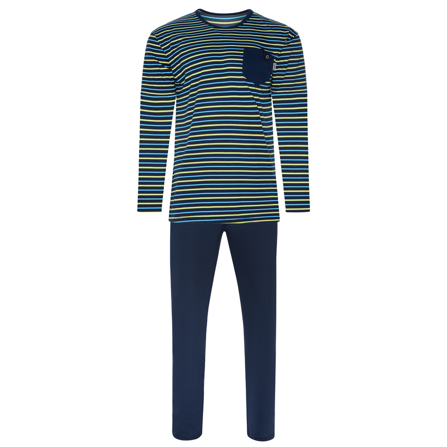 Piżama Męska długi rękaw długie spodnie bawełniana z ozdobną kieszonką