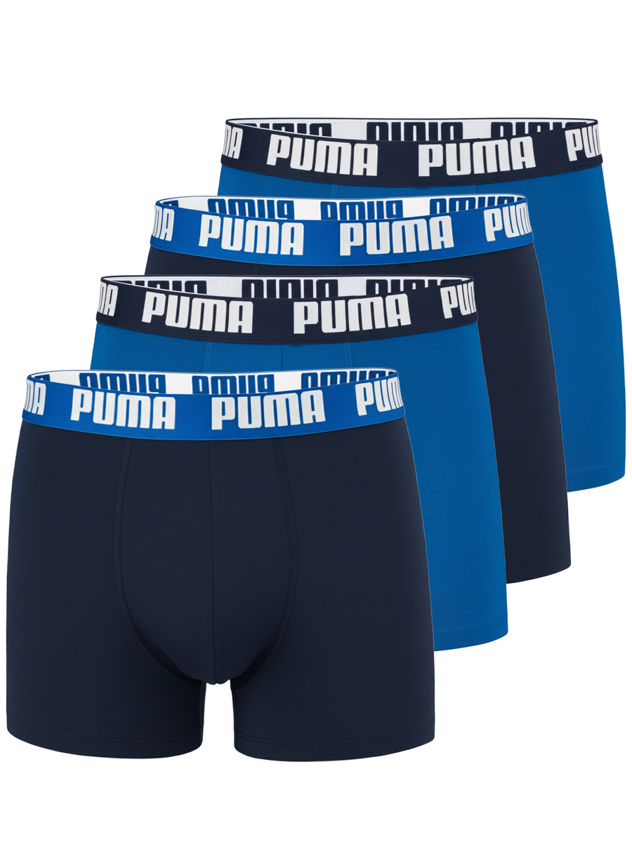 Bokserki Męskie 4 Pack Puma Comfort Stretch Granatowe Niebieskie