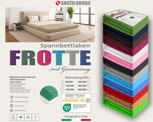 Beżowe elastyczne prześcieradło z gumką frotte 100% bawełna Sesto Senso – komfortowy sen