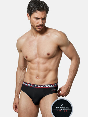 Slipy Męskie z Zewnętrzną Gumą Dopasowane Art. 324 Czarne Navigare