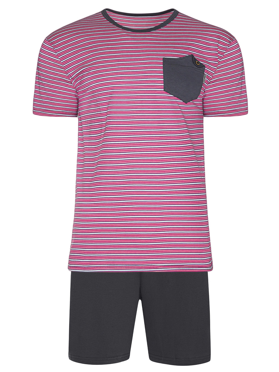 Modna piżama męska beMen 100% bawełna, krótkie rękawy i spodenki – wygoda w domu