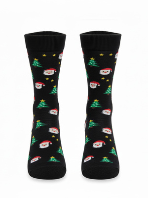 Czarne bawełniane skarpety męskie 75% świąteczne 1290 Milena – codzienna wygoda