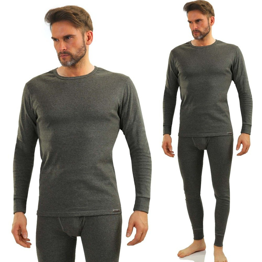 Szary podkoszulek męski z długim rękawem 95% bawełna Sesto Senso – wyjątkowy komfort