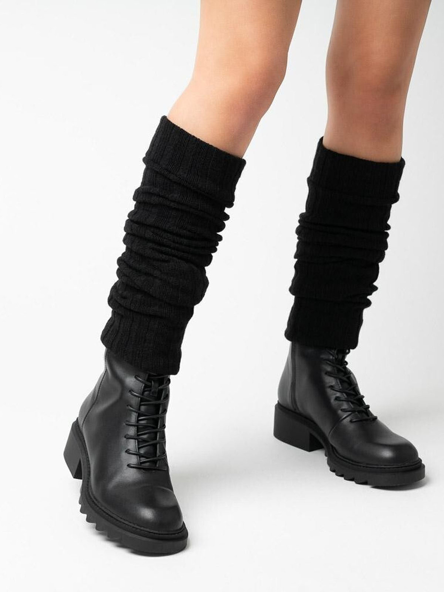 Czarne Wełniane Getry Damskie Ocieplacze