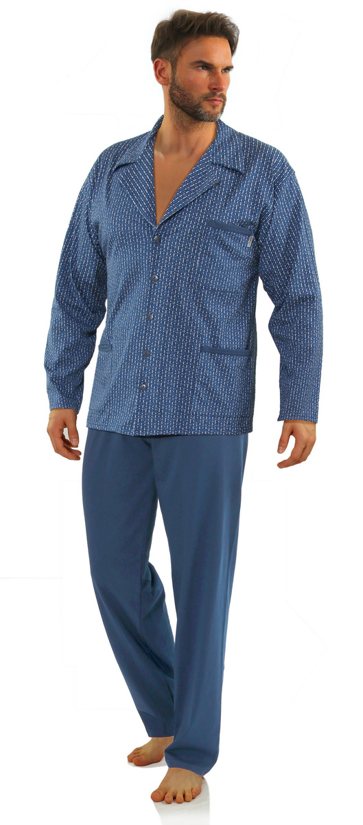 Piżama Męska Długi Rękaw Rozpinana