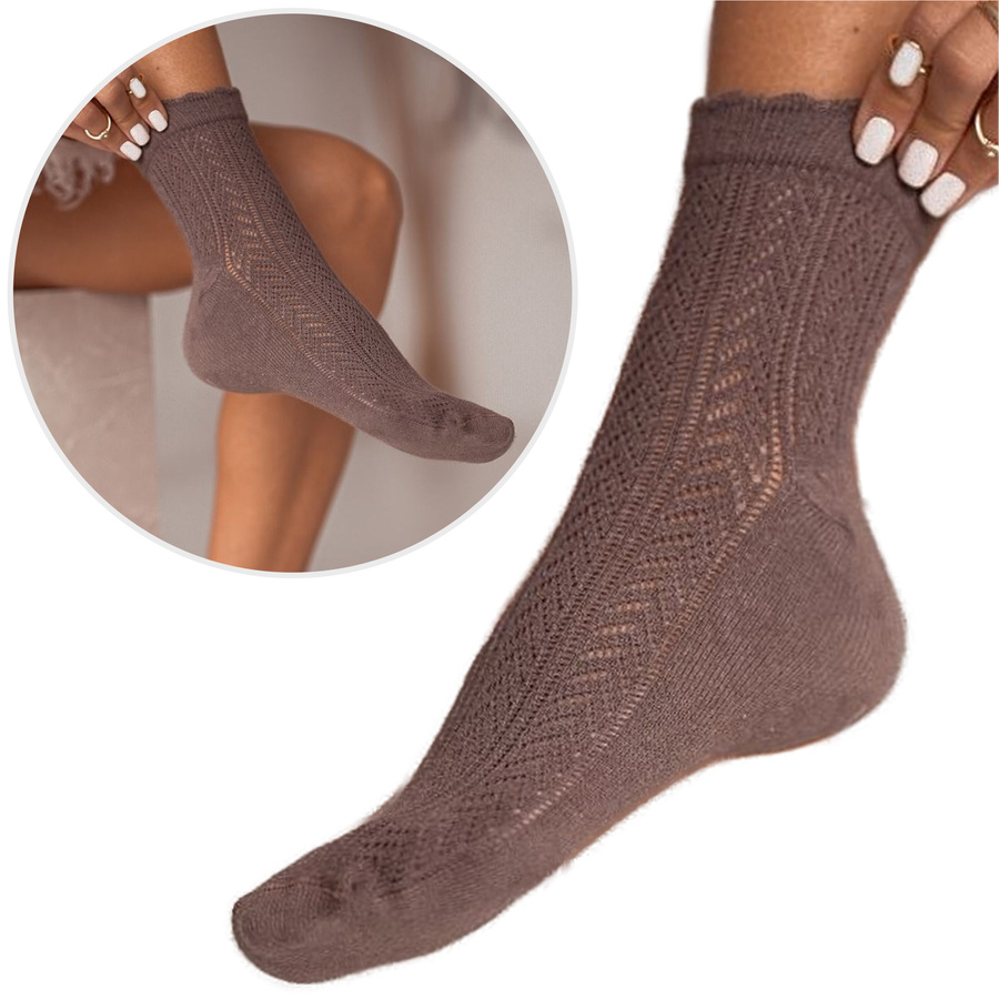 Skarpetki Damskie Ażurowe Jodełka