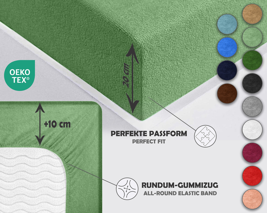 Jasnozielone elastyczne prześcieradło z gumką frotte 100% bawełna Sesto Senso – komfortowy sen
