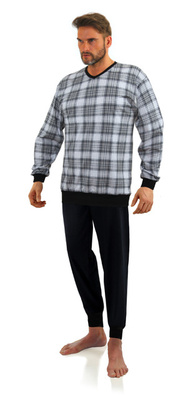 Piżama męska długa w kratkę dres 100% bawełna 2576/43 Sesto Senso – wygoda i styl