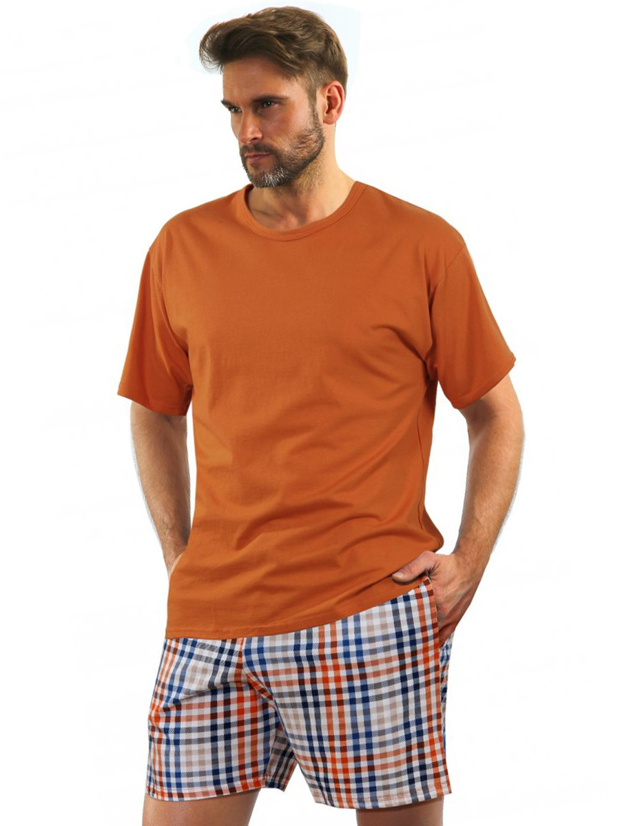 Piżama Męska Krótki Rękaw Krótkie Spodenki