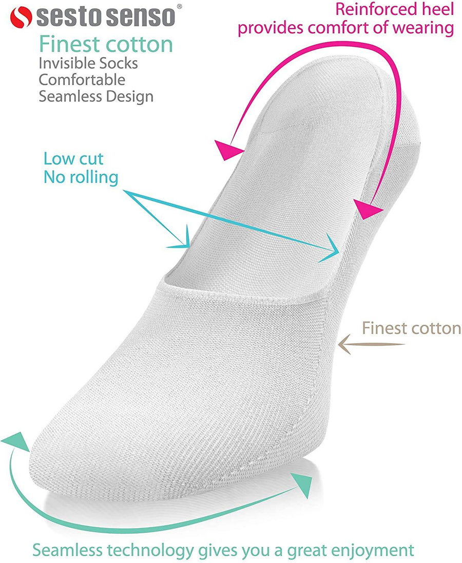 Białe niewidoczne stopki balerinki męskie z bawełny Sesto Senso – komfort przez cały dzień