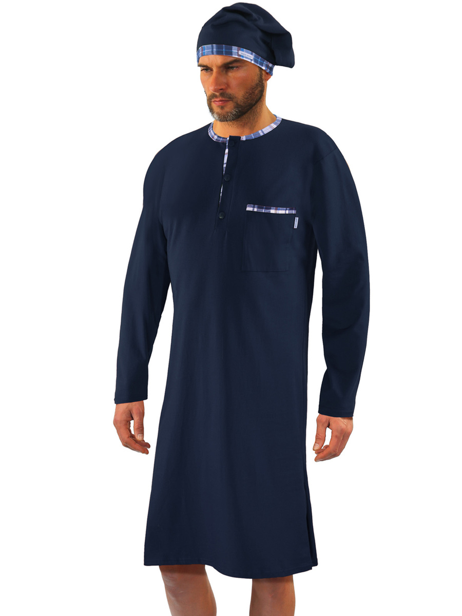 Koszula nocna męska długa ze szlafmycą