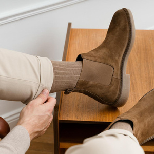 Beżowe Skarpety Męskie z Wełny Wielbłądziej