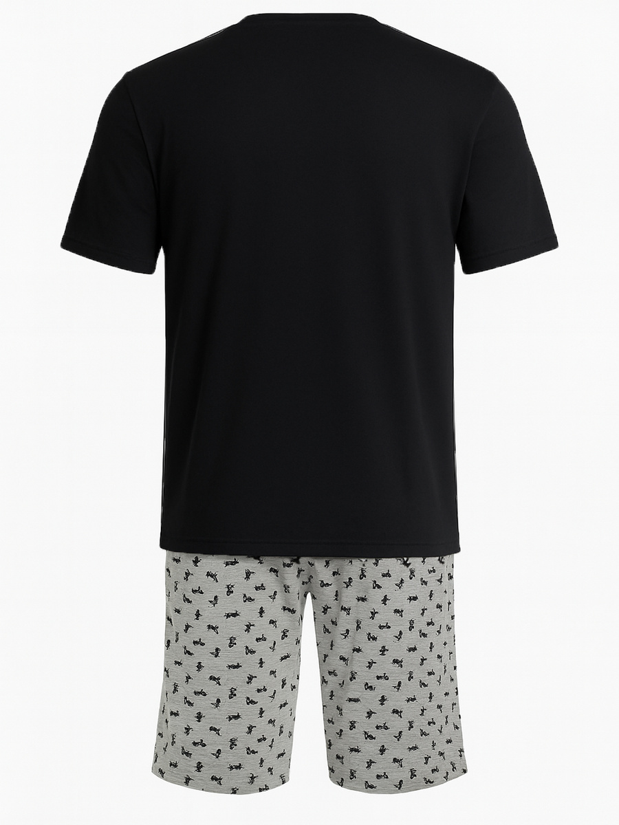 KENNY Krótka Piżama Męska Ze Skuterem, czarna