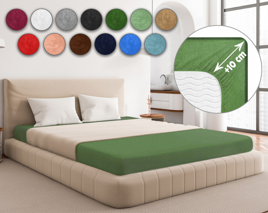 Zielone elastyczne prześcieradło z gumką frotte 100% bawełna Sesto Senso – komfortowy sen