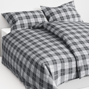 POŚCIEL BAWEŁNA KRATA SZARA