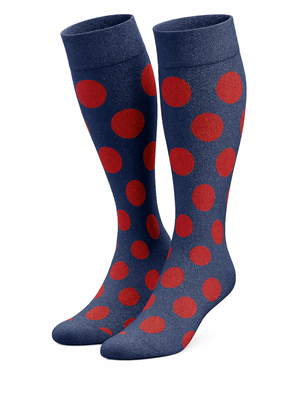 Granatowe podkolanówki damskie w grochy aPair – klasyczny styl i wygoda