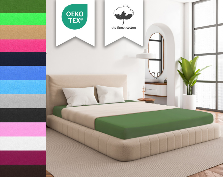 Zielone elastyczne prześcieradło z gumką 80% bawełna Jersey Sesto Senso – komfort snu