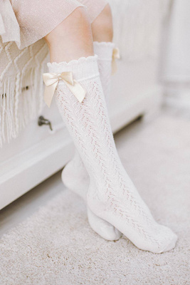 Podkolanówki Dziecięce Ażurowe z Kokardką 1382