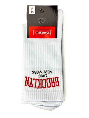 Białe elastyczne skarpety męskie 75% bawełny sportowe Milena – komfort i dopasowanie