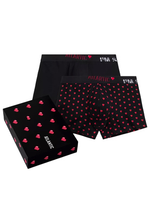Czarne bokserki  w serca męskie 2-pack Giftbox Atlantic – wygoda i charakter