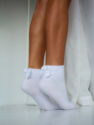 Skarpetki damskie z kokardą rypsową