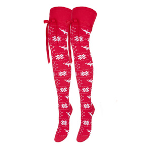 Zakolanówki Damskie Świąteczne ze Wstążką