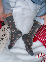 Skarpetki męskie świąteczne pierniki szare bawełniane