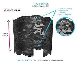 Czarne samonośne opaski na uda damskie koronkowe 2-pak Sesto Senso – zapobieganie otarciom