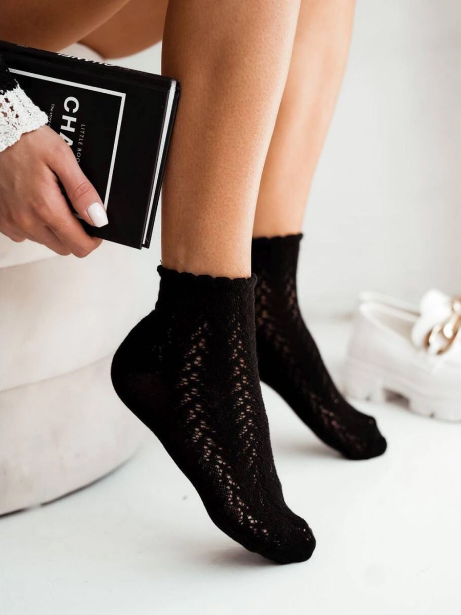 Skarpetki Damskie Bawełniane Ażurowe