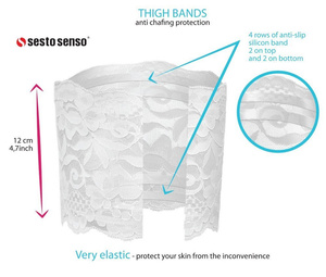 Białe samonośne opaski udowe damskie Koronka Sesto Senso – komfort na upały