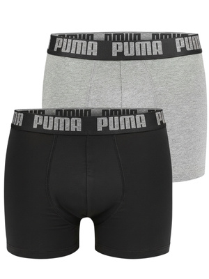 Bokserki Męskie 2 Pack Puma Comfort Stretch Szare/Czarne