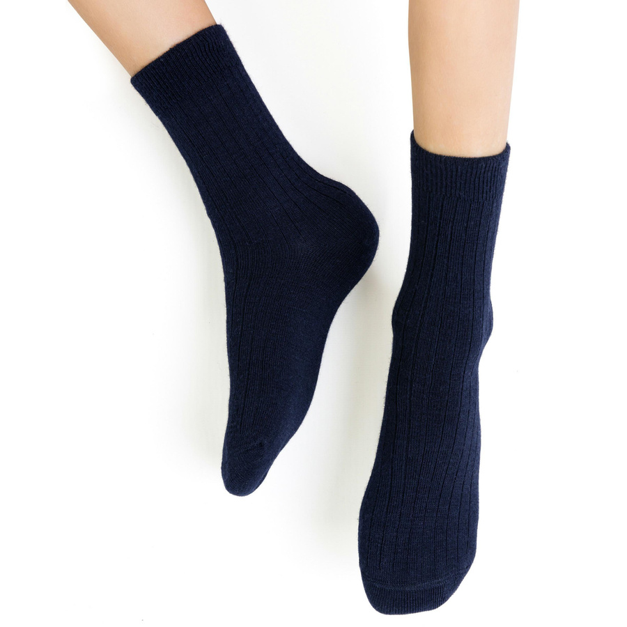 Skarpetki dziecięce z wełny merino bezuciskowe w prążek art. 130