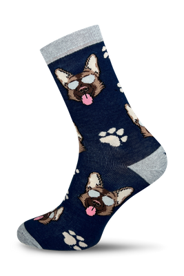 Skarpetki męskie Owczarki Niemieckie i Kości 0125.036, Kolor Granatowy