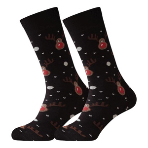 Czerwone bawełniane skarpety męskie 75% świąteczne 1290 Milena – codzienna wygoda