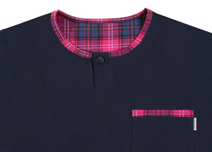 Granatowa klasyczna piżama męska długa 100% bawełna Jasiek Sesto Senso – całoroczny komfort