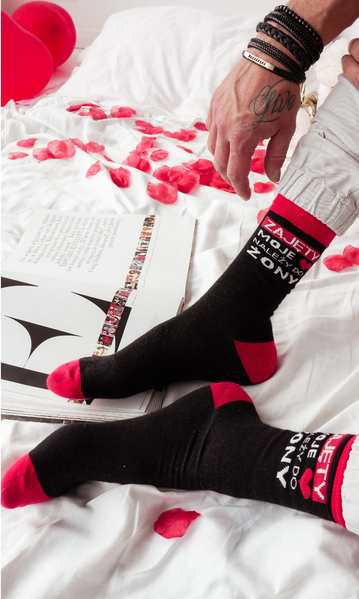 Skarpetki męskie z Napisem 0125.016, Kolor Czarny, Rozmiar 43-46