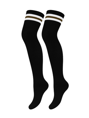 Zakolanówki Damskie Bawełniane w Paski z Lurexem