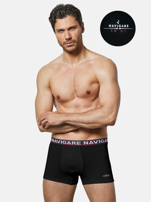 Bokserki Męskie z Zewnętrzną Gumą Dopasowane Art. 322 Czarne Navigare