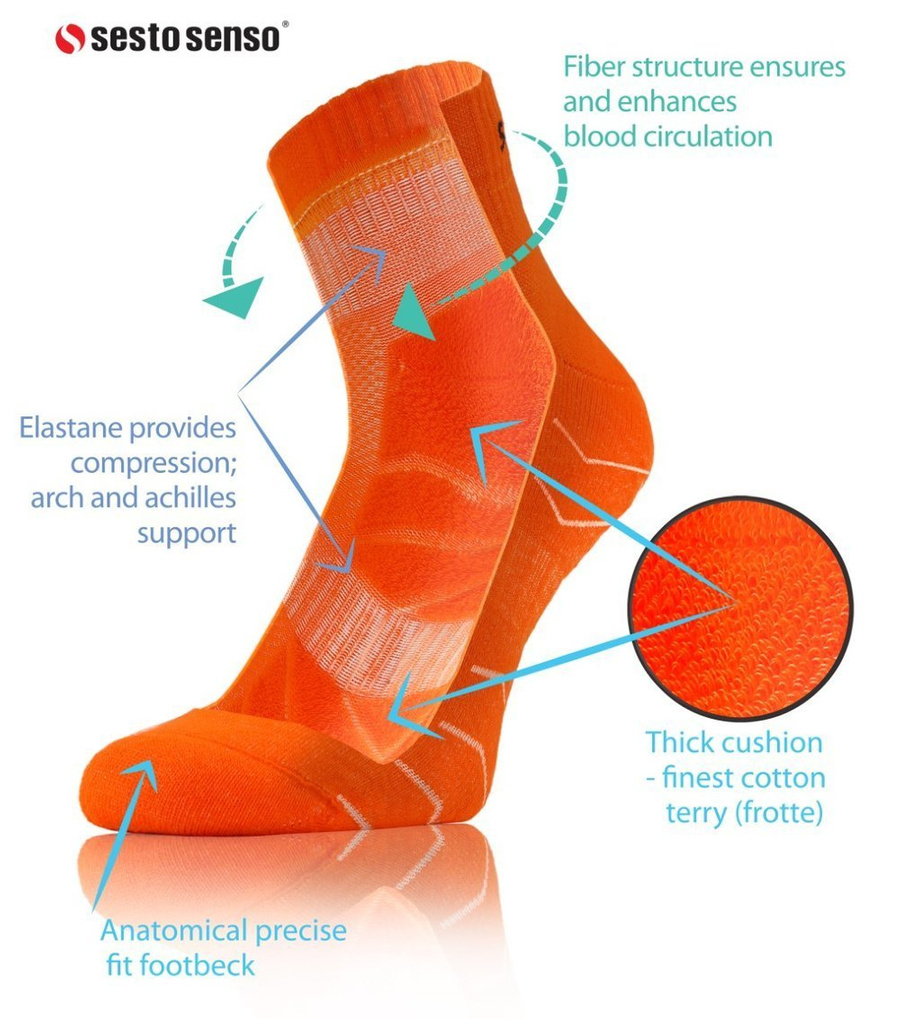 Pomarańczowe skarpety sportowe 3/4 unisex 88% Bawełna AMZ Sesto Senso – komfort i wygoda