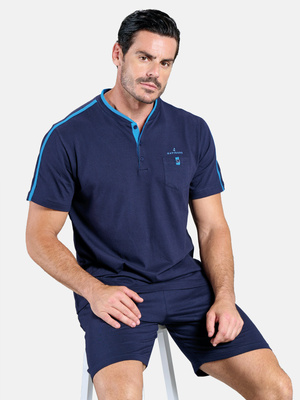 Piżama Męska na Krótki Rękaw Art. 141820 Granatowa Navigare