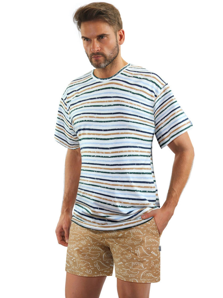 Piżama Męska Krótki Rękaw Krótkie Spodenki