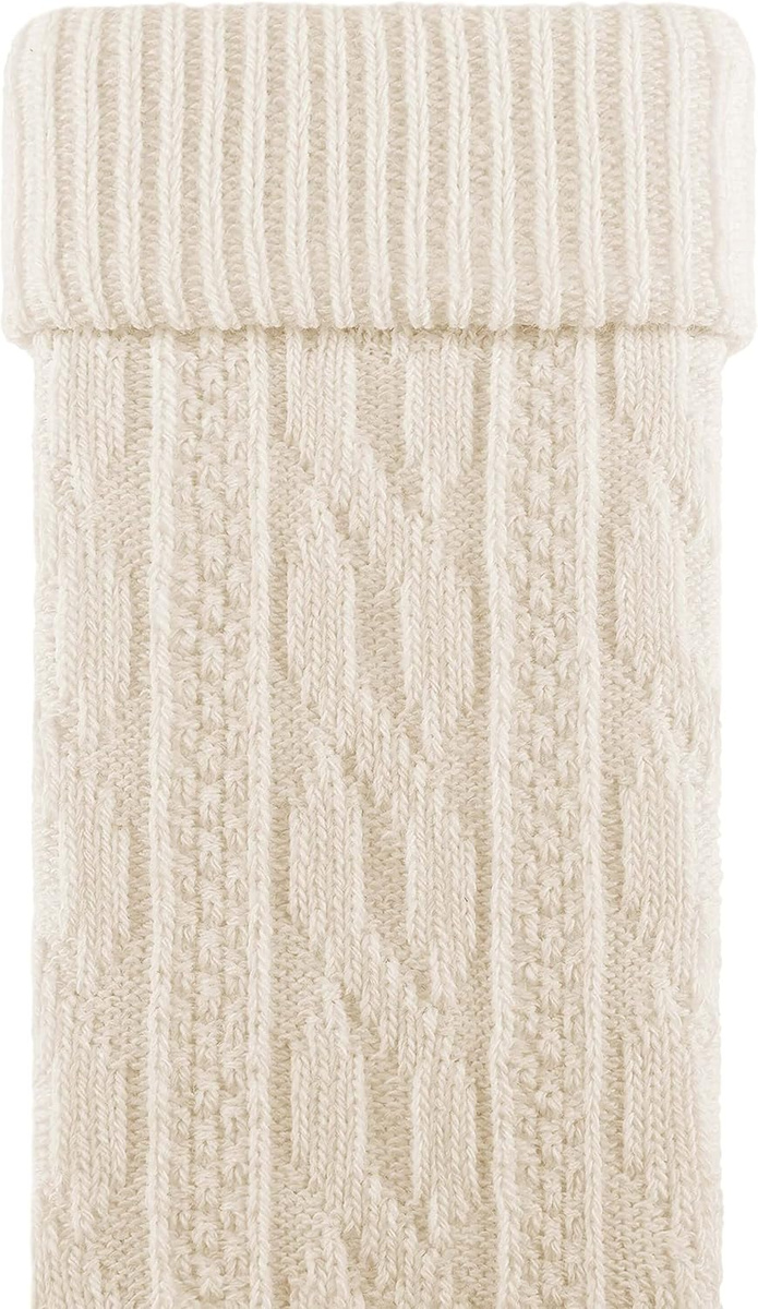 Ecru getry wełniane damskie wygodne ocieplacze Warkocz Steven - idealne na sezon jesienno-zimowy