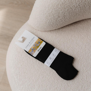 Granatowe Stopki Lniane Unisex Fresh