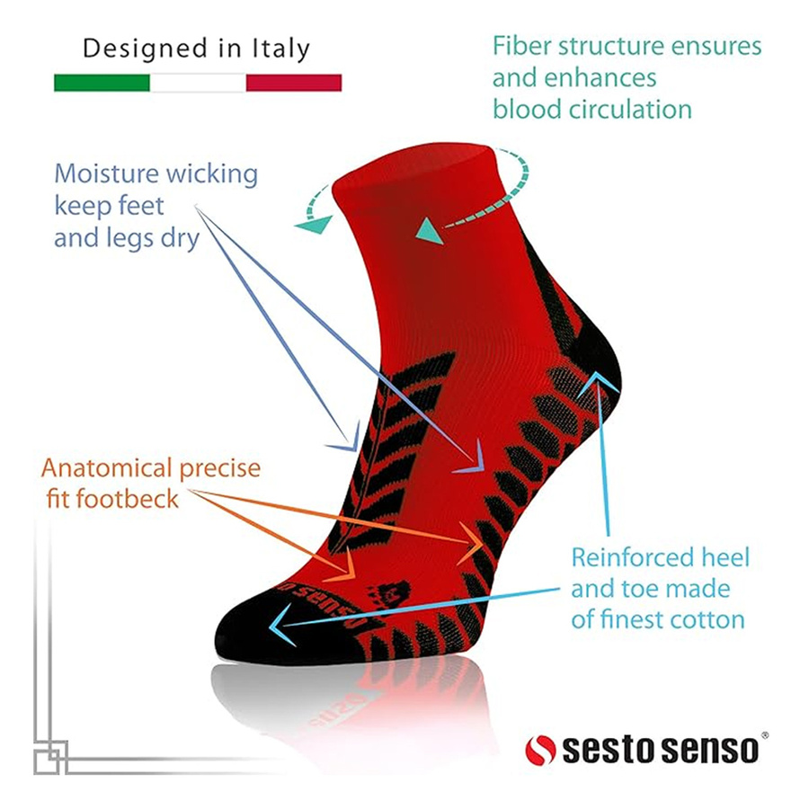 Czerwone oddychające kompresyjne skarpety sportowe unisex Sesto Senso – idealne dla aktywnych