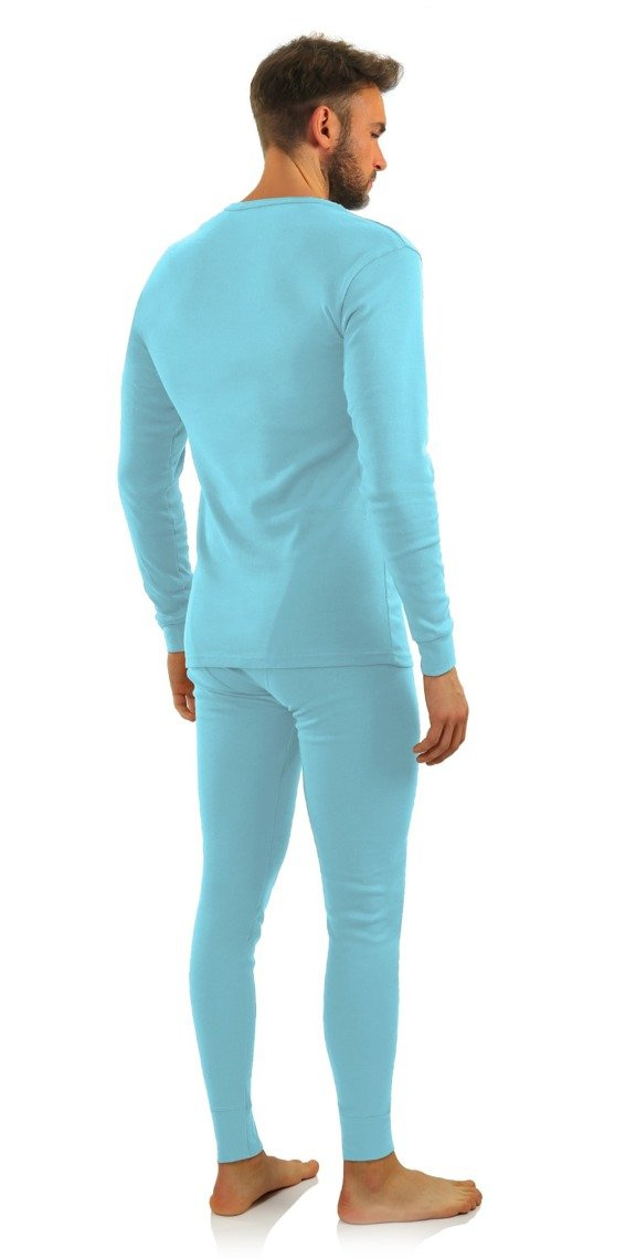 Niebieski podkoszulek męski z długim rękawem 95% bawełna Sesto Senso – wyjątkowy komfort