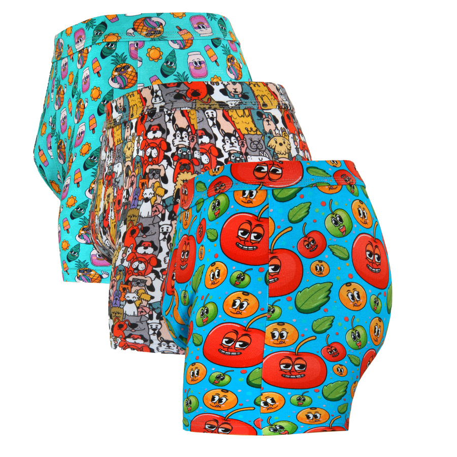 Kolorowe zabawne bokserki męskie 3-pak 95% bawełna Funny 09 Sesto Senso – komfort i styl