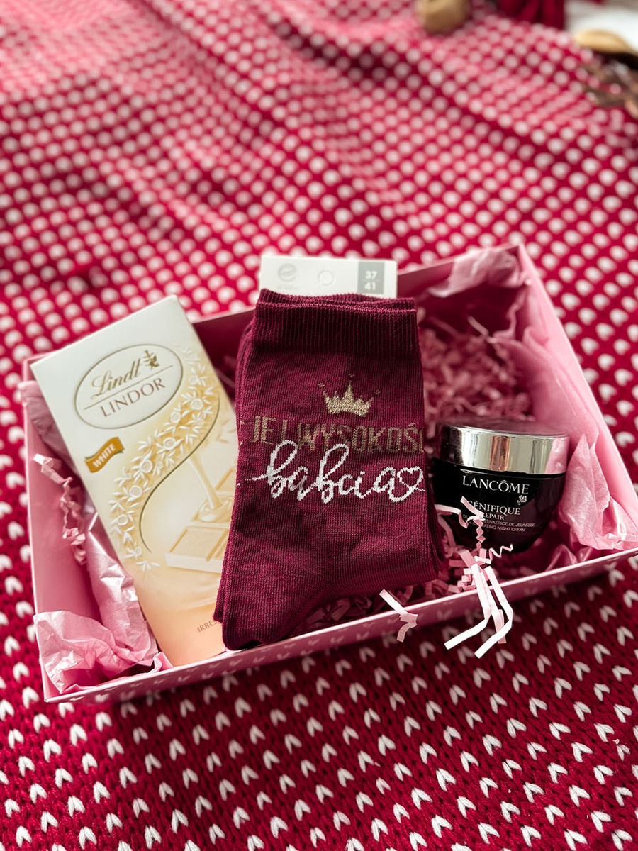 Skarpetki damskie babcia bordowe