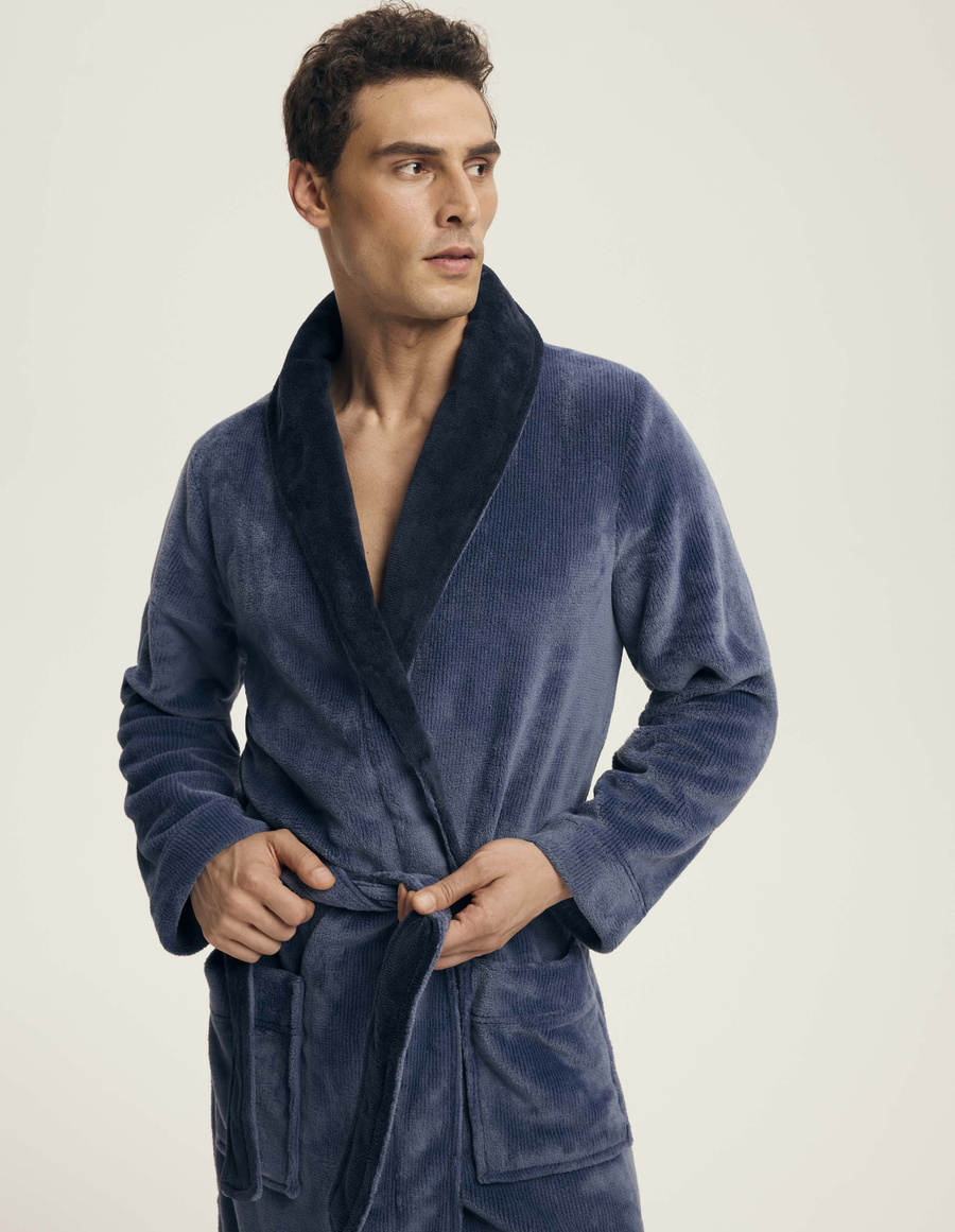 Szlafrok męski 43375 dark blue