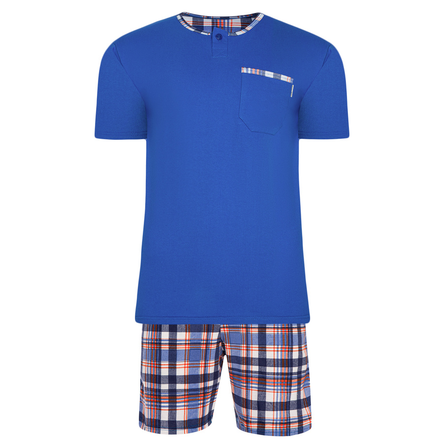 Niebieska bawełniana piżama męska krótka 100% bawełna Jasiek Sesto Senso – komfort i styl snu