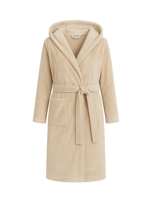 Beżowy miękki szlafrok damski  z kapturem Paulo Sestimi – idealny do sauny i spa